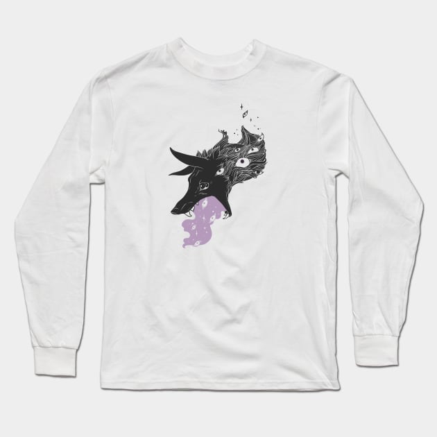 Wolf Dog With Stars Long Sleeve T-Shirt by cellsdividing